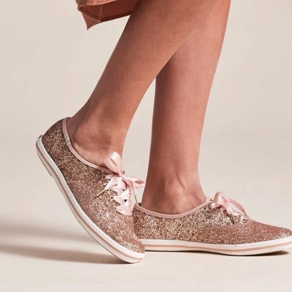 Keds x Kate Spade new york rose gold glitter sneakers